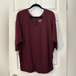Lane Bryant Burgundy Striped Top Size 14/16
